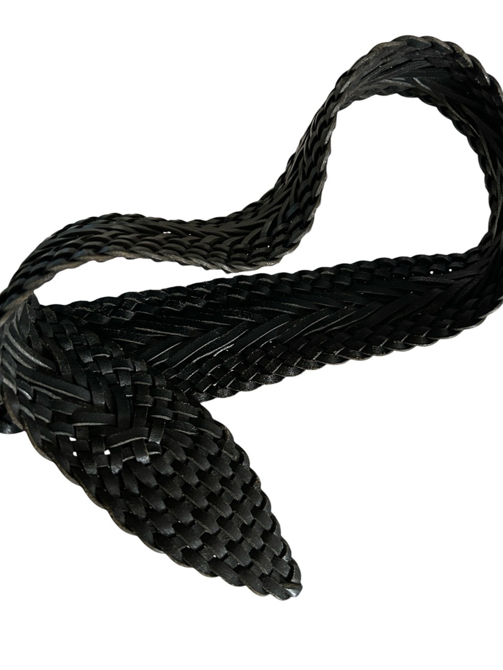 Brave Beltworks Vintage Wide Woven Belt Brass Buckle Black Size 34 - Picture 3 of 6